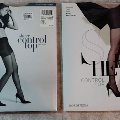 Nordstrom Sheer Control Top Pantyhose - Linen - Size: E - (2 Pair) - Sexy!
